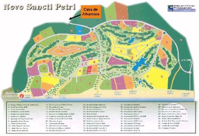 Map of Novo Sancti Petri showing location of Casa de Alhambra