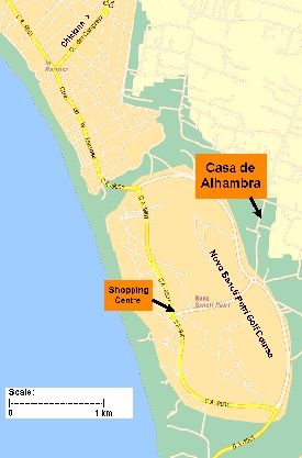 Karte, Novo Sancti Petri ein La Barossa Strand, Andalucia, Spanien