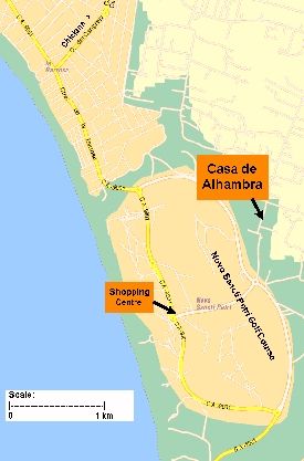 Karte, Novo Sancti Petri ein La Barossa Strand, Andalucia, Spanien